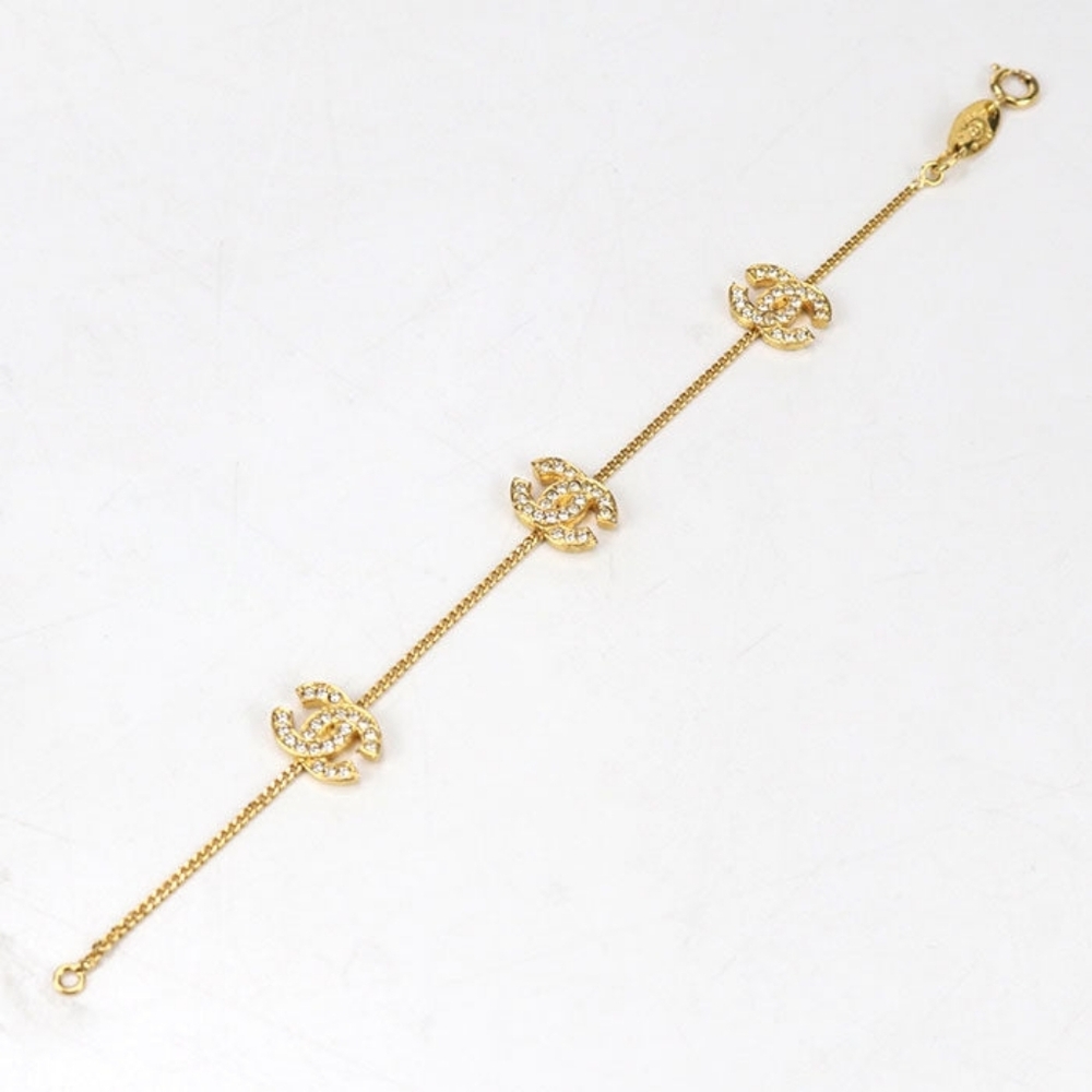 Rare! Like NEW! Authentic CHANEL 1982 CC Chain GOLD Bracelet DAINTY CUTE